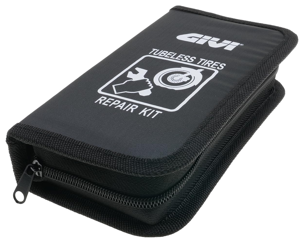 GIVI S450 Kit de réparation pour pneu compatible avec moto, scooter et quad | Ensemble anti-crevaison, enveloppes sans chambre; 3 cartouches à gaz carbonique, 5 mèches, 2 outils, tuyau, colle inclus