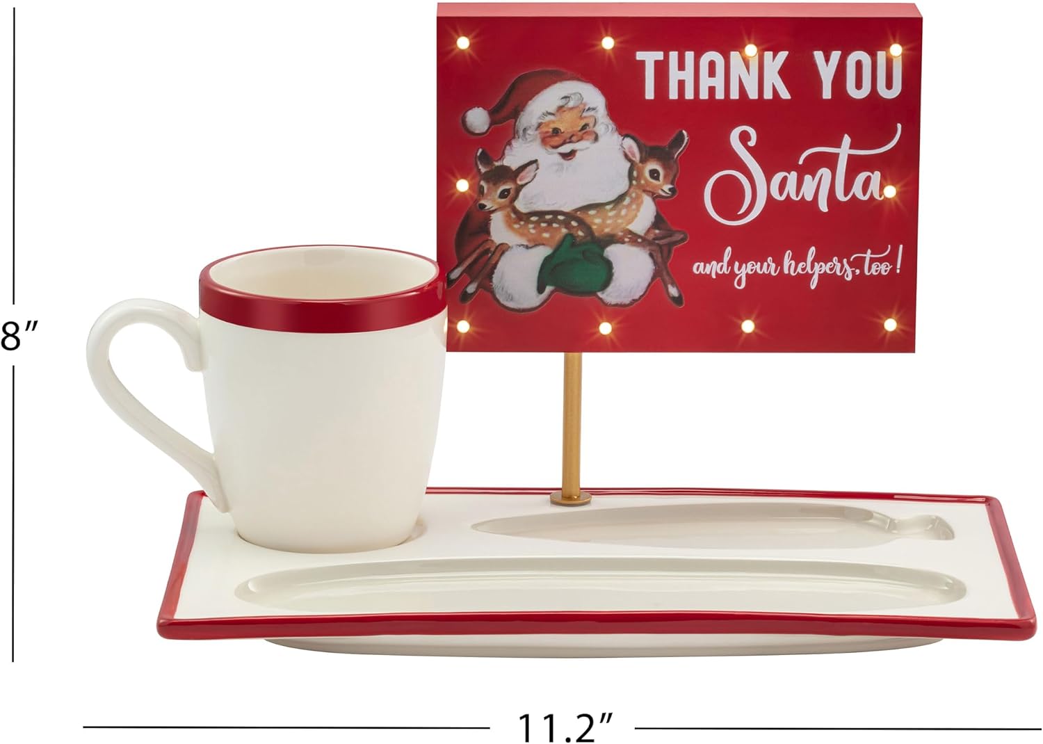 Mr. Christmas Illuminated Santa Milk and Cookie Tray with Sign