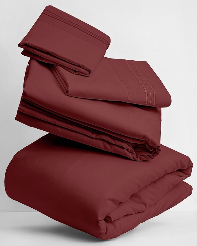 Mellanni Queen Sheets Set - (Queen, Burgundy)