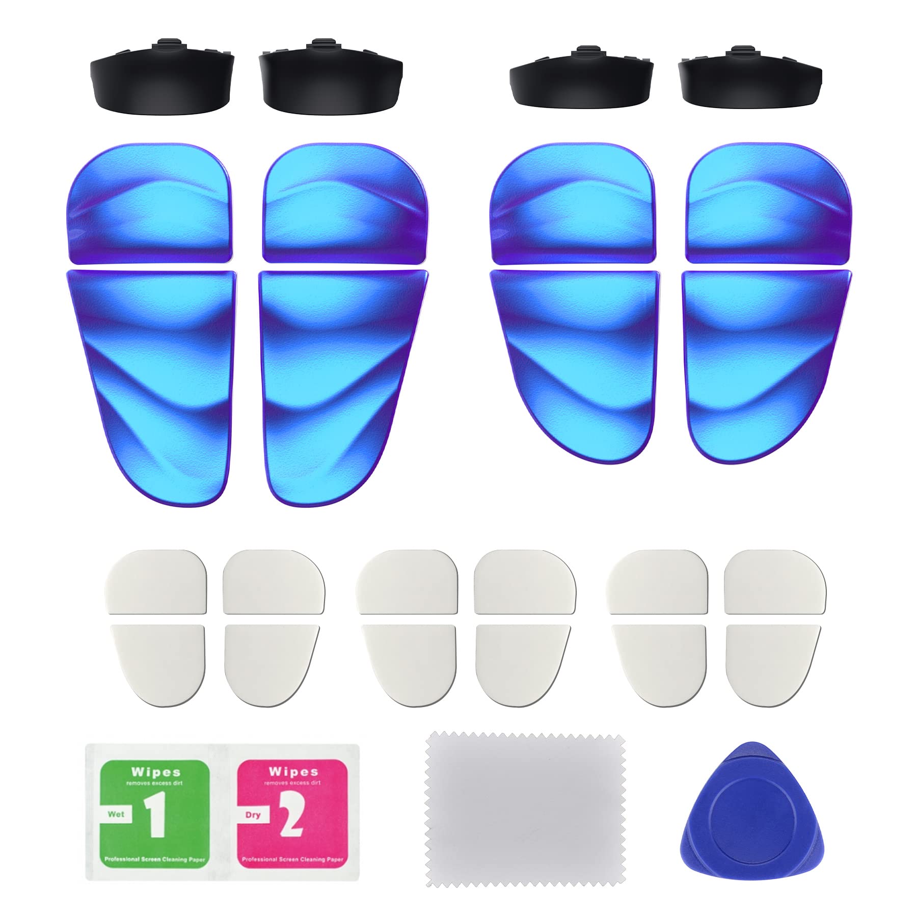 PlayVital Bouton Protection pour ps5 Manette,Gâchette pour ps5 Edge Controller Extension,Trigger Stop pour PS Portal Accessoires Rallonge Dune，2 Pairs-Caméléon Violet Bleu - 3