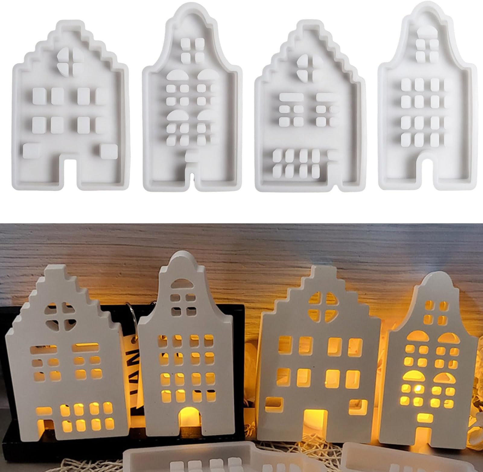 5 Stück Silikonformen Für Häuser - DIY Gießformen Für Weihnachtsdekoration & Deko Häuschen