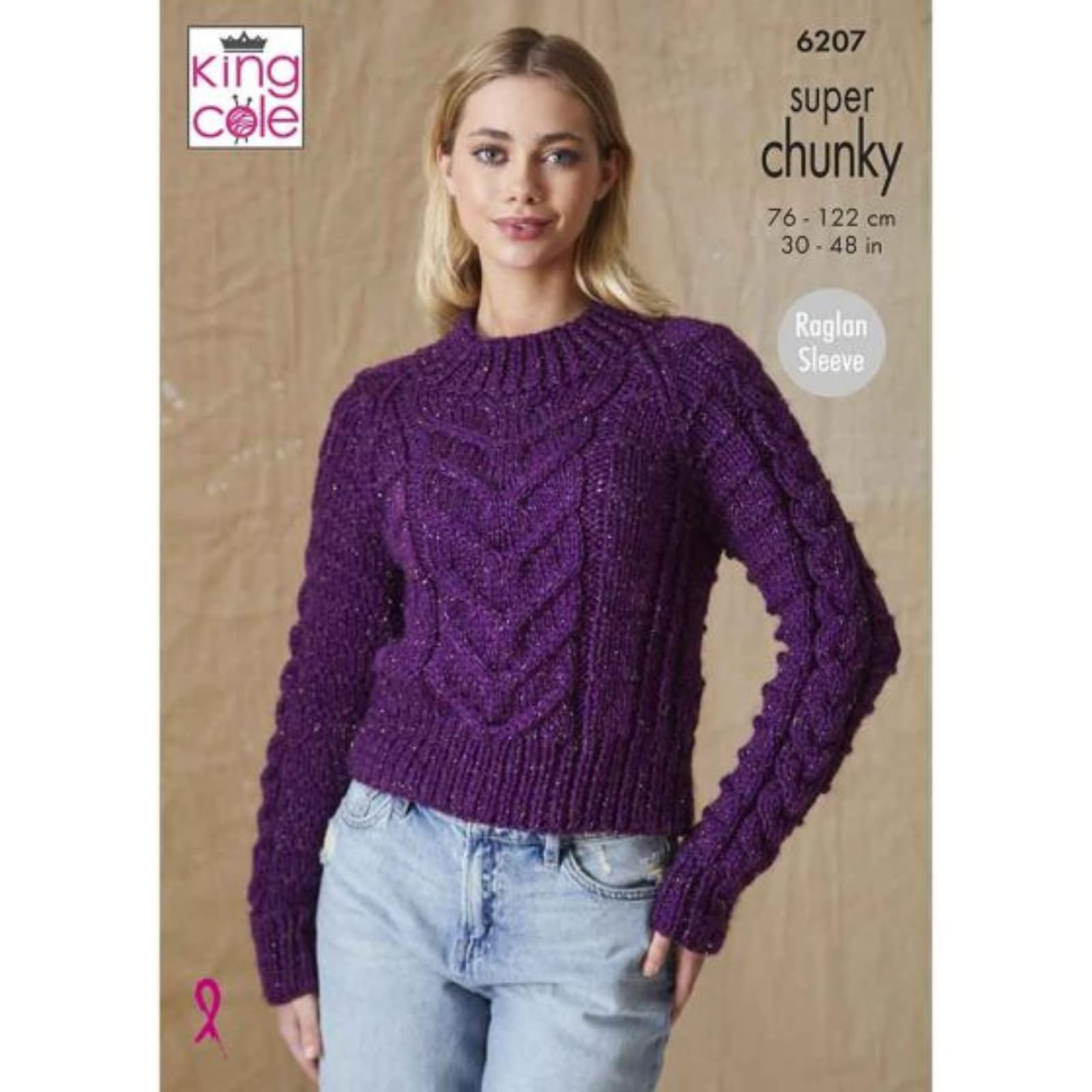 King Cole Super Chunky Knitting Pattern Ladies Raglan Sleeve Sweater & Slipover (6207)