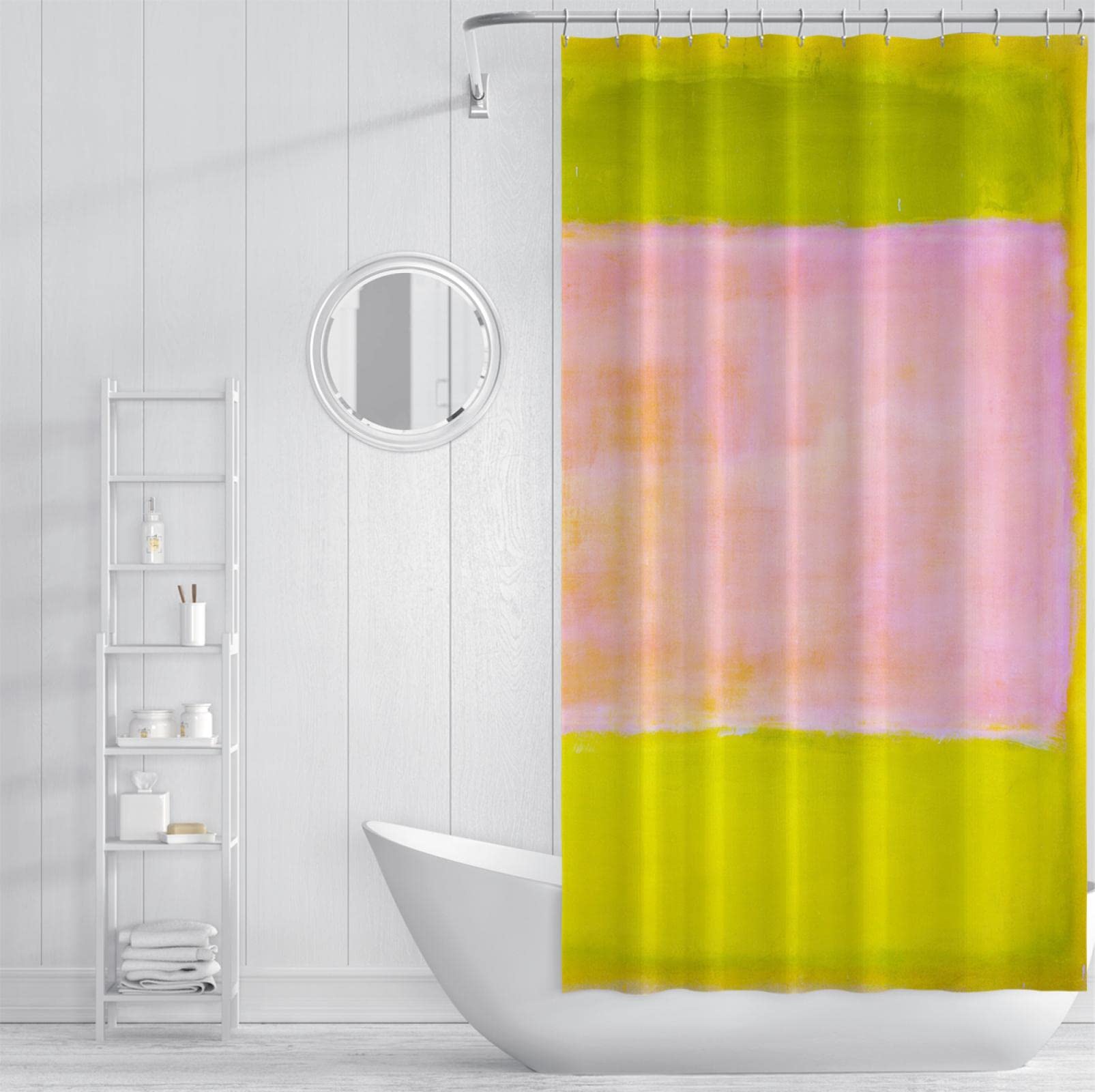 Cortina de ducha verde y rosa con 12 ganchos Mark Rothko Juegos de cortinas de ducha de baño Cortinas de bañera de secado rápido impermeables Calidad del hotel 200x200 cm