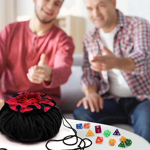 Miniatura 7 de SIQUK Bolsa grande para dados con bolsillos, bolsa de dados con cordón, bolsa de almacenamiento de dados DND, bolsa de dados de gran capacidad para