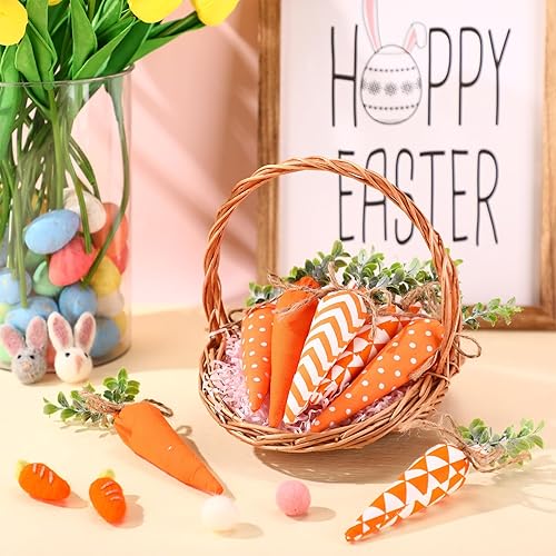 Miniatura 3 de Skylety 8 piezas de zanahoria de Pascua de tela de zanahoria, zanahoria artificial, rústica, no tejida, zanahoria rellena para granja, primavera,