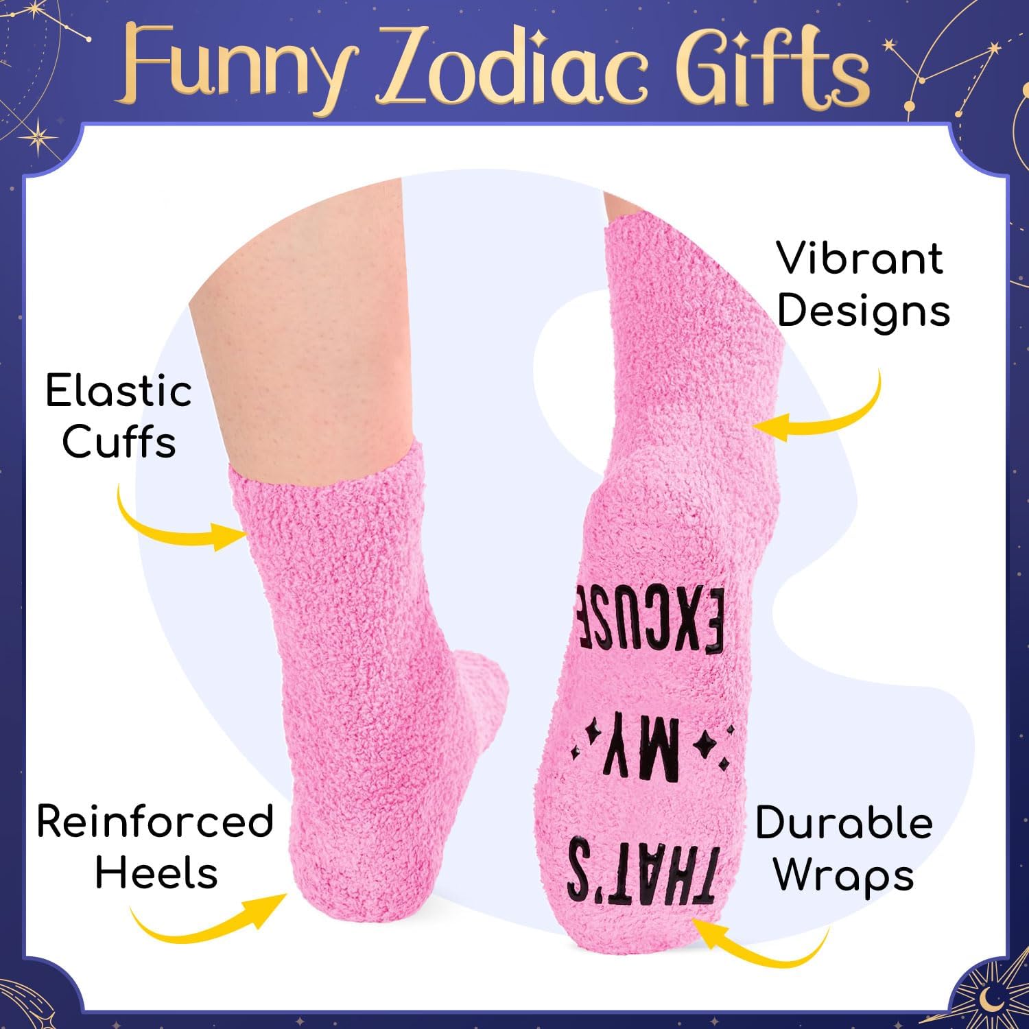 HAPPYPOP Zodiac Gifts Birthday - Astrology Constellation Horoscope Gifts, Galaxy Socks - Image 3