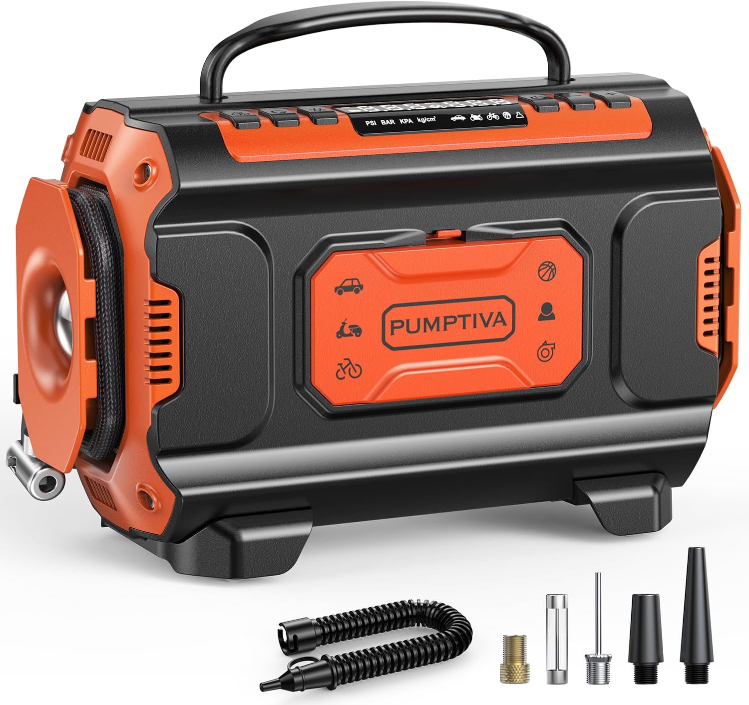 Tire Inflator Portable Air Compressor, 12V DC 110V AC Car Tire Pump, Air Mattress Pump with Inflation & Deflation Mode, Dual Powerful Motors Air Pump for Car, Bicycle, Air Mattress