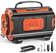 Tire Inflator Portable Air Compressor, 12V DC 110V AC Car Tire Pump, Air Mattress Pump with Inflation & Deflation Mode, Dual Powerful Motors Air Pump for Car, Bicycle, Air Mattress