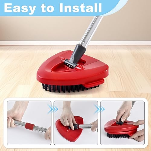 Miniatura 4 de Mango de trapeador giratorio para O-Cedar, cepillo de fregado y base de trapeador compatible con Ocedar EasyWring 1 sistema de tanque, 4 secciones