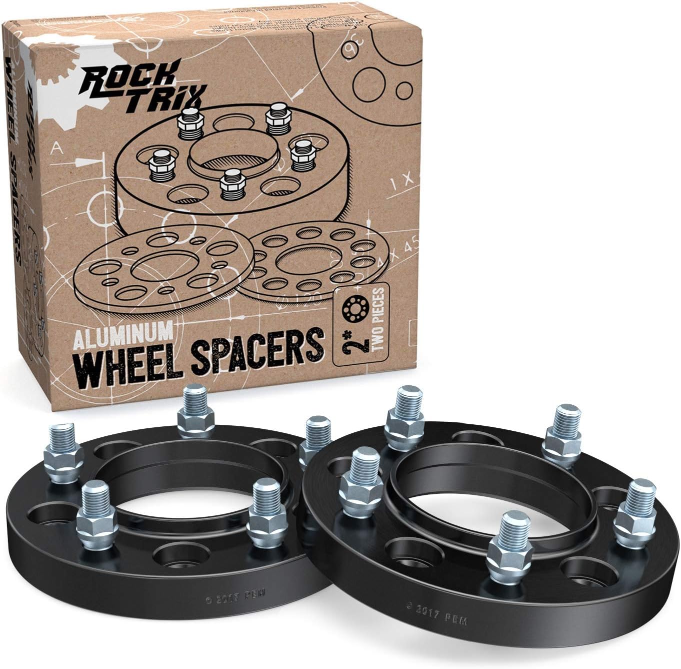 RockTrix - 1 inch (25mm) Hubcentric Wheel Spacers (5x150, 110mm Bore, 14x1.5 Studs) Compatible with Lexus Toyota LX470, LX570, 07-21 Tundra, 08-21 Sequoia, 07-21 Land Cruiser - Black 2pcs