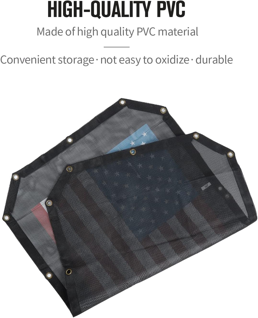 JeCar Mesh Sunshade Front Door Durable Polyester American Flag Top Cover Provides UV Sun Protection for Jeep Wrangler 2007-2018 JK & Unlimited