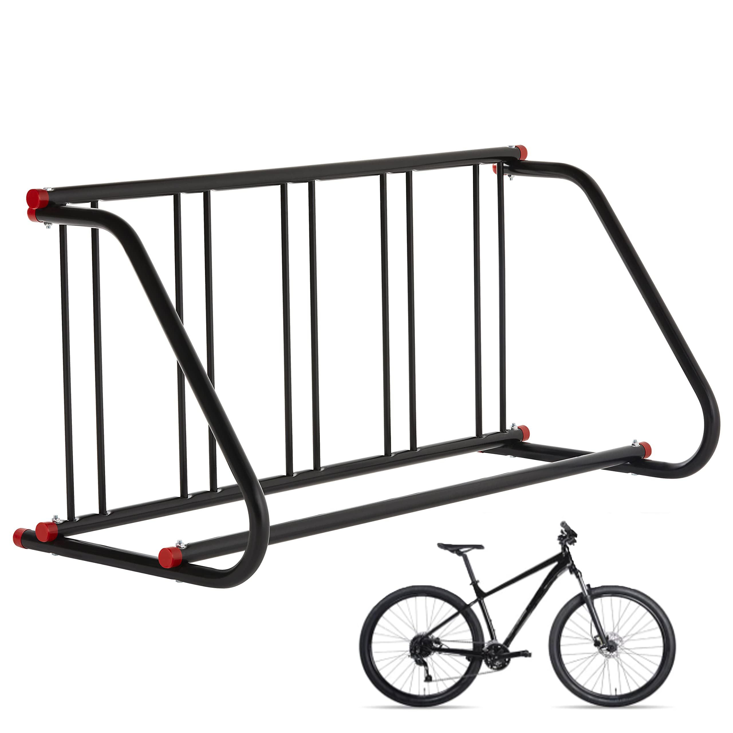 5 Holders Floor Bike Rack,Large Outdoor Bike Rack Commercial,Metal Bicycle Parking Rack Stand Outdoor,Steel Grid Bike Rack Heavy Duty for Garages, Stores, Schools