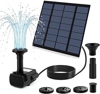1.8W Solar Fountain Pump, Solar Pond Fountain Solar Water Fountain with Separated Solar Panel & 9.84FT Cable, Outdoor Solar Fountain for Bird Bath, Small Pond, Fish Tank, Garden Water Feature