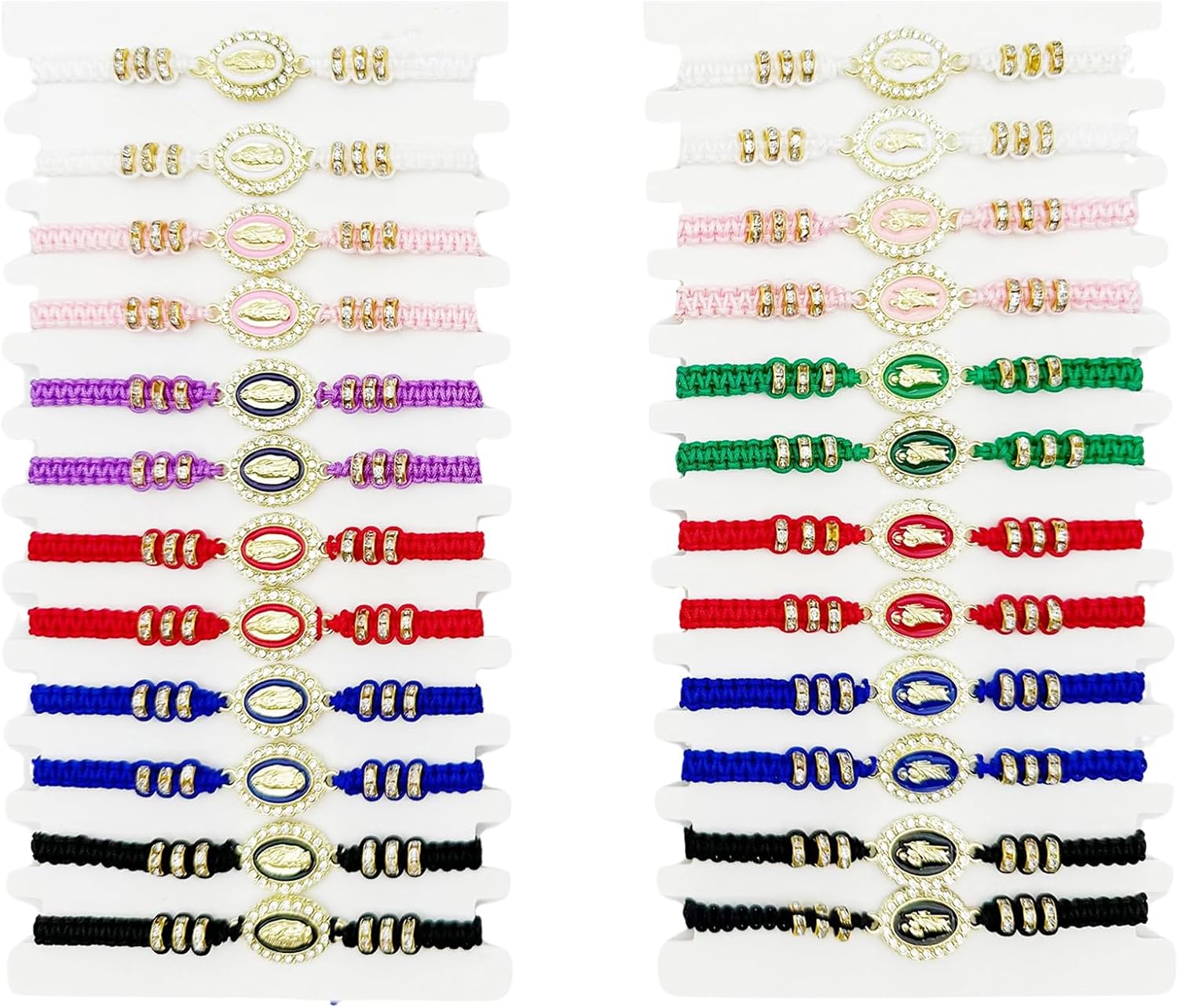 BONITTER 24/12Pcs Mexican Braclets Virgin Mary San Judas Bracelet For Women Red String Evil Eye Green Beads Anklets Jewelry