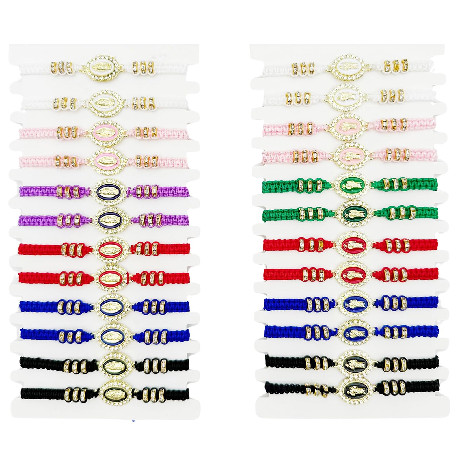 BONITTER 24/12Pcs Mexican Braclets Virgin Mary San Judas Bracelet For Women Red String Evil Eye Green Beads Anklets Jewelry