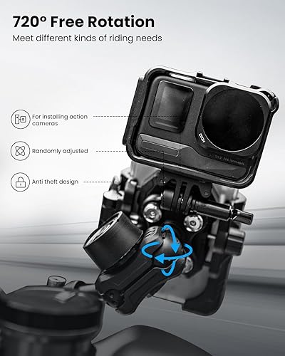 Miniatura 6 de ILM Soporte de teléfono para motocicleta, antirrobo 720, rotación 1s, bloqueo rápido, soporte ajustable para manubrios, bicicleta, bicicleta,