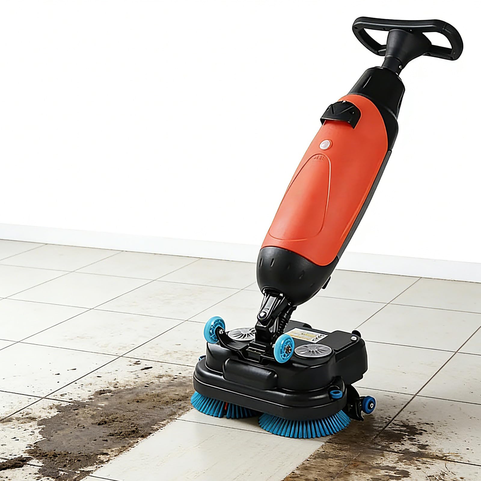 Autolaveuse Professionnelle, autolaveuse puissante pour Un Nettoyage en Profondeur, Double Brosse, Rotation à 360° Brosse motorisée Blanche, pour carrelage et Surfaces dures Red