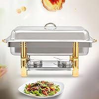 Vista 1 de Recipiente de calentamiento de acero inoxidable de 9 L, calentador de alimentos, calentador de alimentos, estufa de buffet rectangular