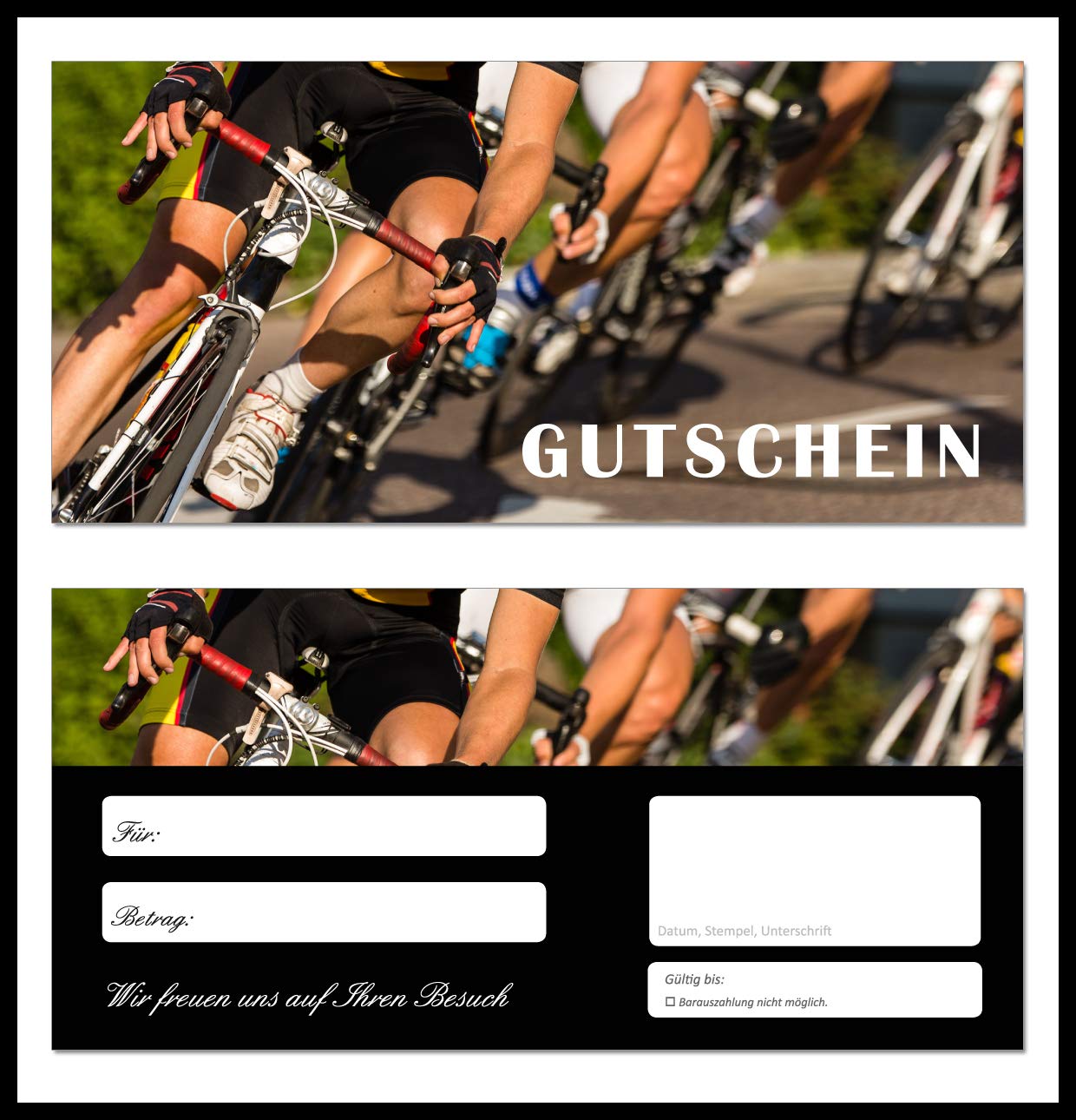 200 Stück Geschenkgutscheine (Fahrrad-654) - Sport Gutscheinkarten Radsport Gutscheine Fitness Wellness Bikes Vitalität Bewegung Freizeit Radfahren Fahrradzubehör