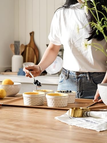 Miniatura 7 de LE TAUCI Ramequines con tapas, juego de ramikin de 8 onzas para crema brulee, souffle, salsas de inmersión, recipientes de cerámica para