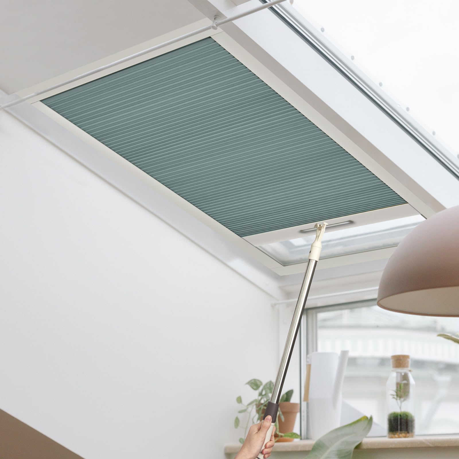 Keego Skylight Blinds for Roof Window Light Filtering Pleated Blinds Energy Saving Noise Reduce Cellular Shades Easy to Install (Haze Blue, Custom Size)