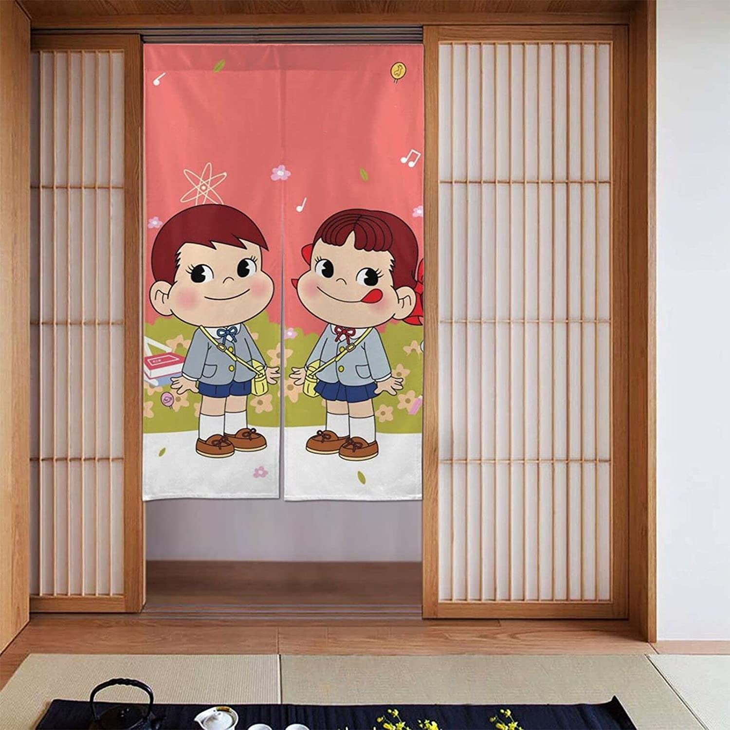 不二家　ペコちゃん　ポコちゃん　暖簾　のれん Amazon｜ペコちゃん ポコちゃん のれん 間仕切り 暖簾 カーテンロング