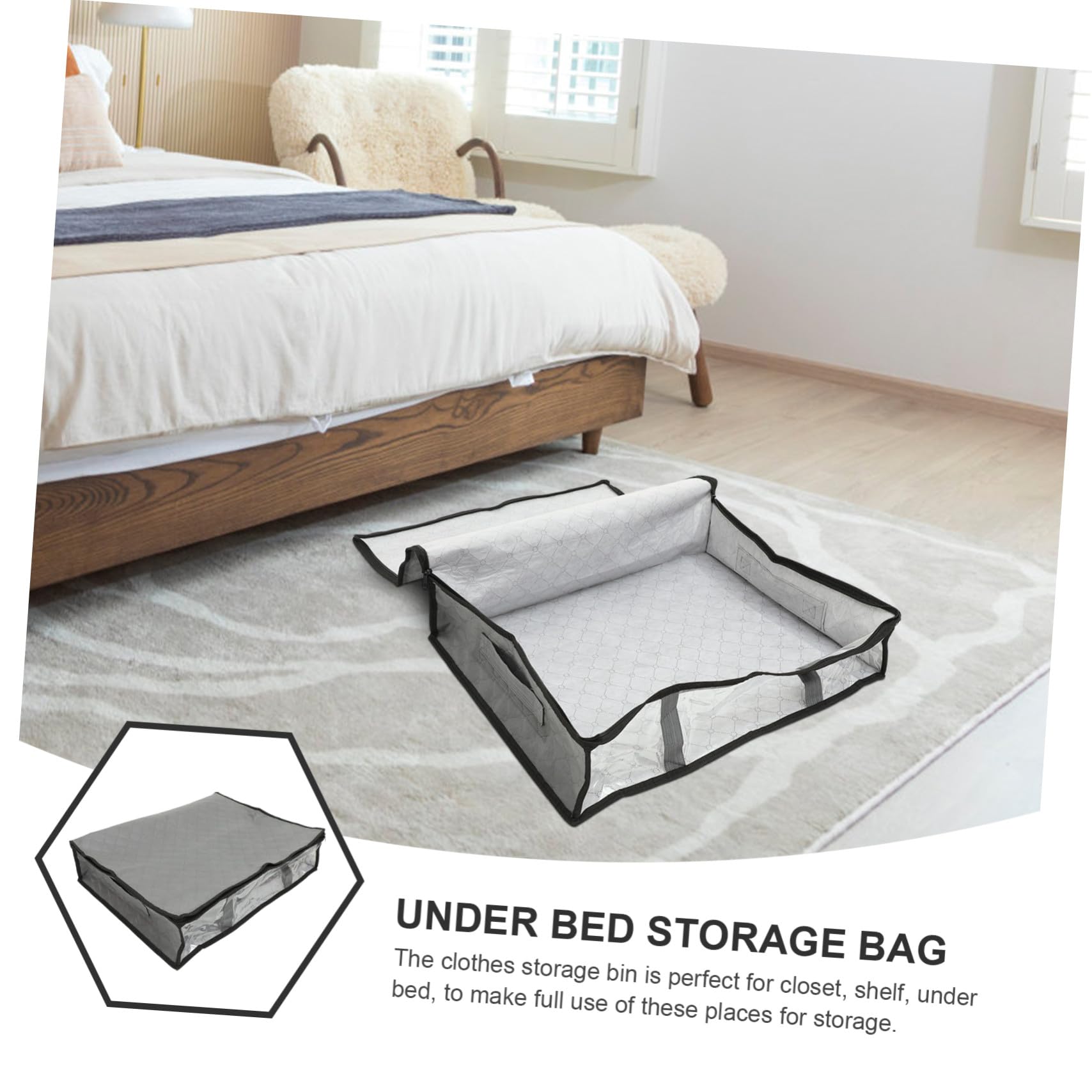ERINGOGO Contenitore Sotto Letto Pieghevole in Non Organizer da Stoccaggio per Trapunte Coperte Vestiti Finestra Trasparente e Maniglie Ergonomiche
