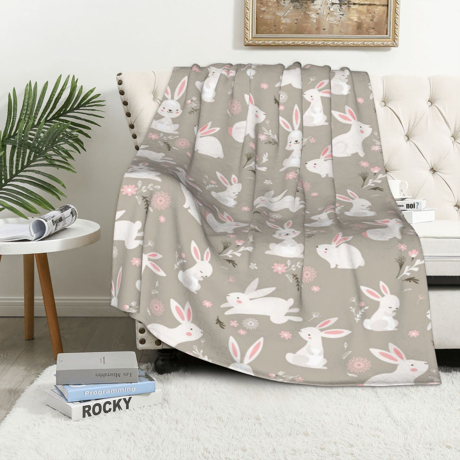 Couverture lapin de Pâques douce pour soirées cocooning canapé
