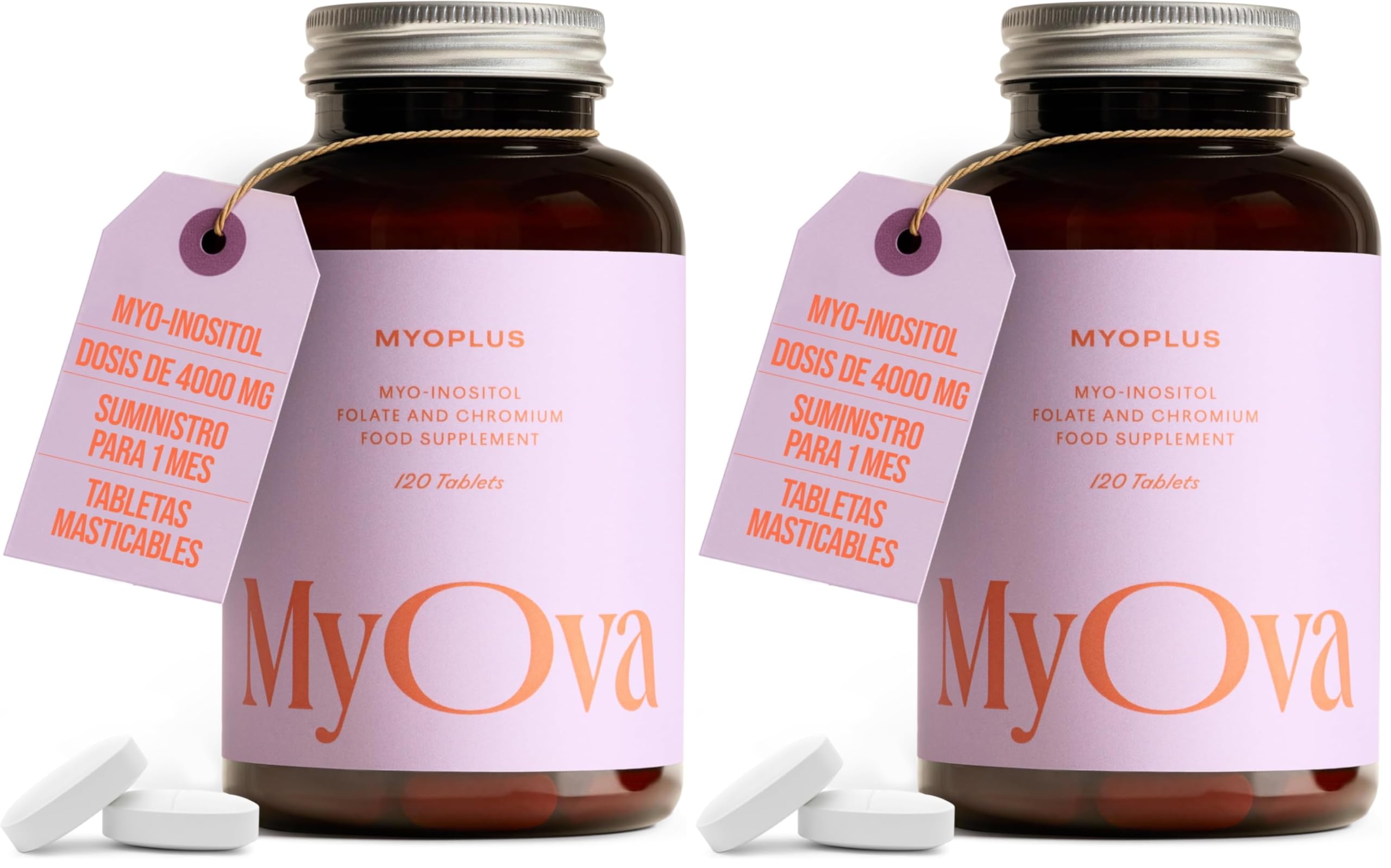 MyoPlus - Suplemento de myo-inositol para el SOP (PCOS) - 4000 mg de folato y 100 mg de cromo - Inositol en cápsulas - 120 cápsulas veganas - Fabricado en el Reino Unido por MyOva (Paquete de 2)