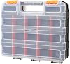 CASOMAN Double Side Tool Organizer with Impact Resistant Polymer and Customizable Removable Plastic Dividers, Hardware Box Storage, Excellent for Screws,Nuts,Small Parts, 34-Compartment, BlackOrange