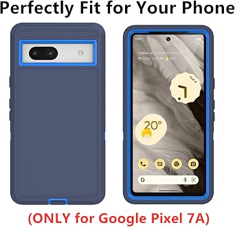 for Google Pixel 7A Case, Soft TPU Hard PC Heavy Duty Protective Case Shockproof Dustproof 3 in 1 Phone Cover for Google Pixel 7A (Blue)