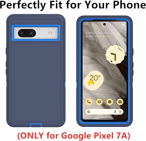 for Google Pixel 7A Case, Soft TPU Hard PC Heavy Duty Protective Case Shockproof Dustproof 3 in 1 Phone Cover for Google Pixel 7A (Blue)