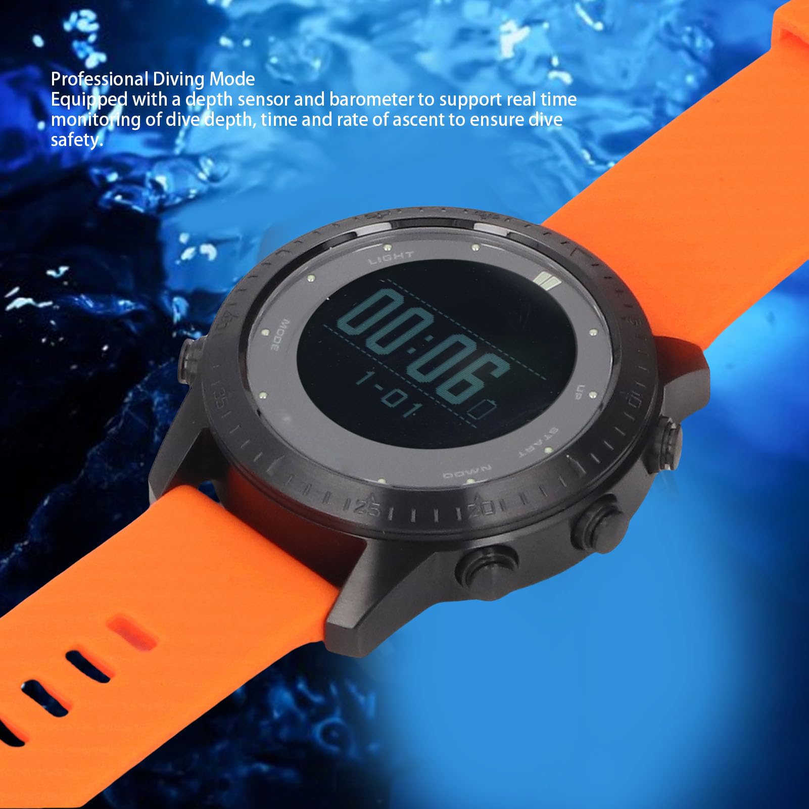 Drfeify Reloj de Computadora de Buceo, a Prueba de Agua Profesional de 328 Pies de Profundidad, Duración de la Batería Larga, con Notificaciones Inteligentes, para Deportes Submarinos