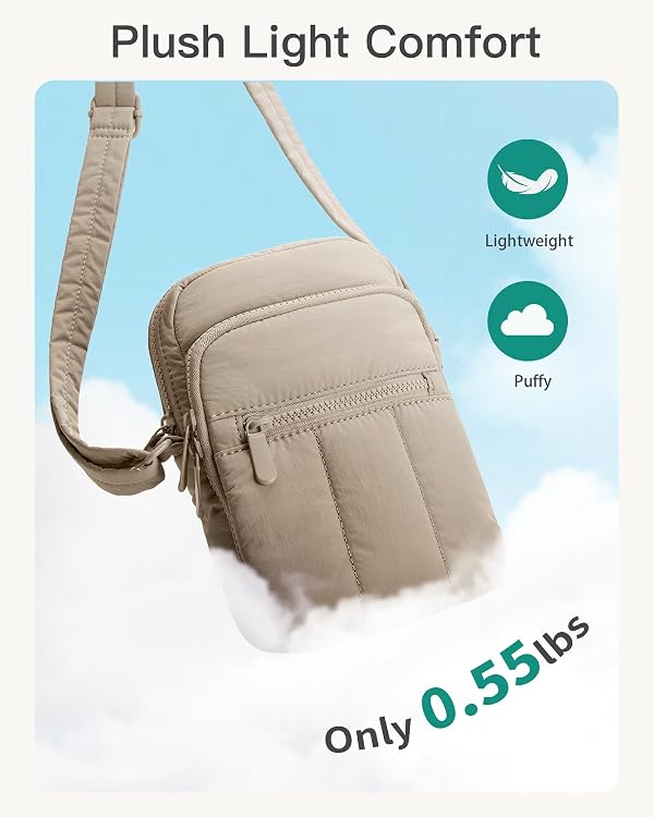 Gitus Mini Crossbody Bags for Women Puffer Cross Body Purses Small Travel Cell Phone Bag with RFID Blocking Card Slots Gifts for Women Mother Mum (Khaki) by Gitus - Used condition - Image 8
