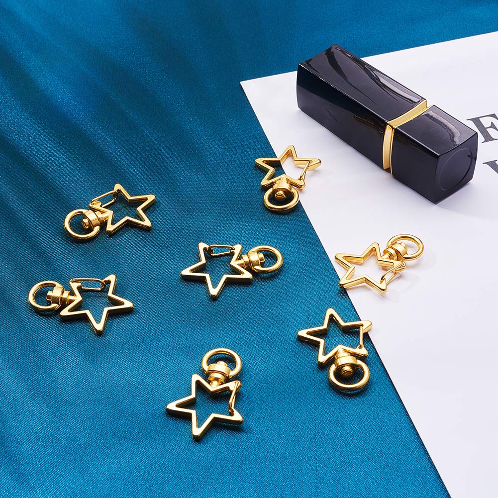 PATIKIL 50 Moschettoni Girevoli A Forma Di Stella – Fermagli In Metallo Tonalità Argento, 23x36 Mm, Per Portachiavi, Borse Fai Da Te, Lacci