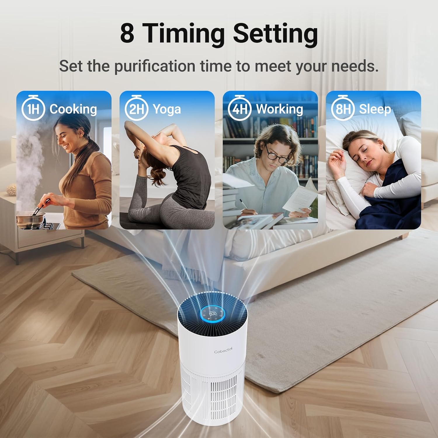 Air Purifiers for Home Large Rooms, Cobectal Air Cleaner with H14 True HEPA 3-in-1 Filter Covers up to 1650ft², Air Quality Sensor, Aroma Function & Sleep Mode, Pet Air Purifier, White - Image 8