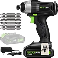 GALAXPRO 20V Cordless Impact Driver 1/4" Hex, 2800 RPM Variable Speed, LED Light, 1.3Ah Battery & Charger, 6 Bits Included