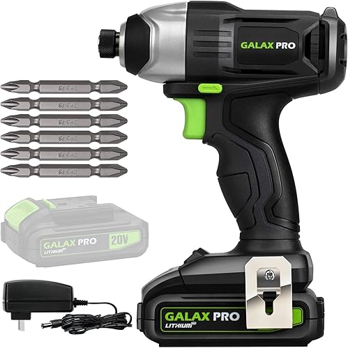 GALAX PRO Impact Driver - Controlador inalámbrico hexagonal de iones de litio de 20 V de 14 pulgadas con luz de trabajo LED, 6 puntas de