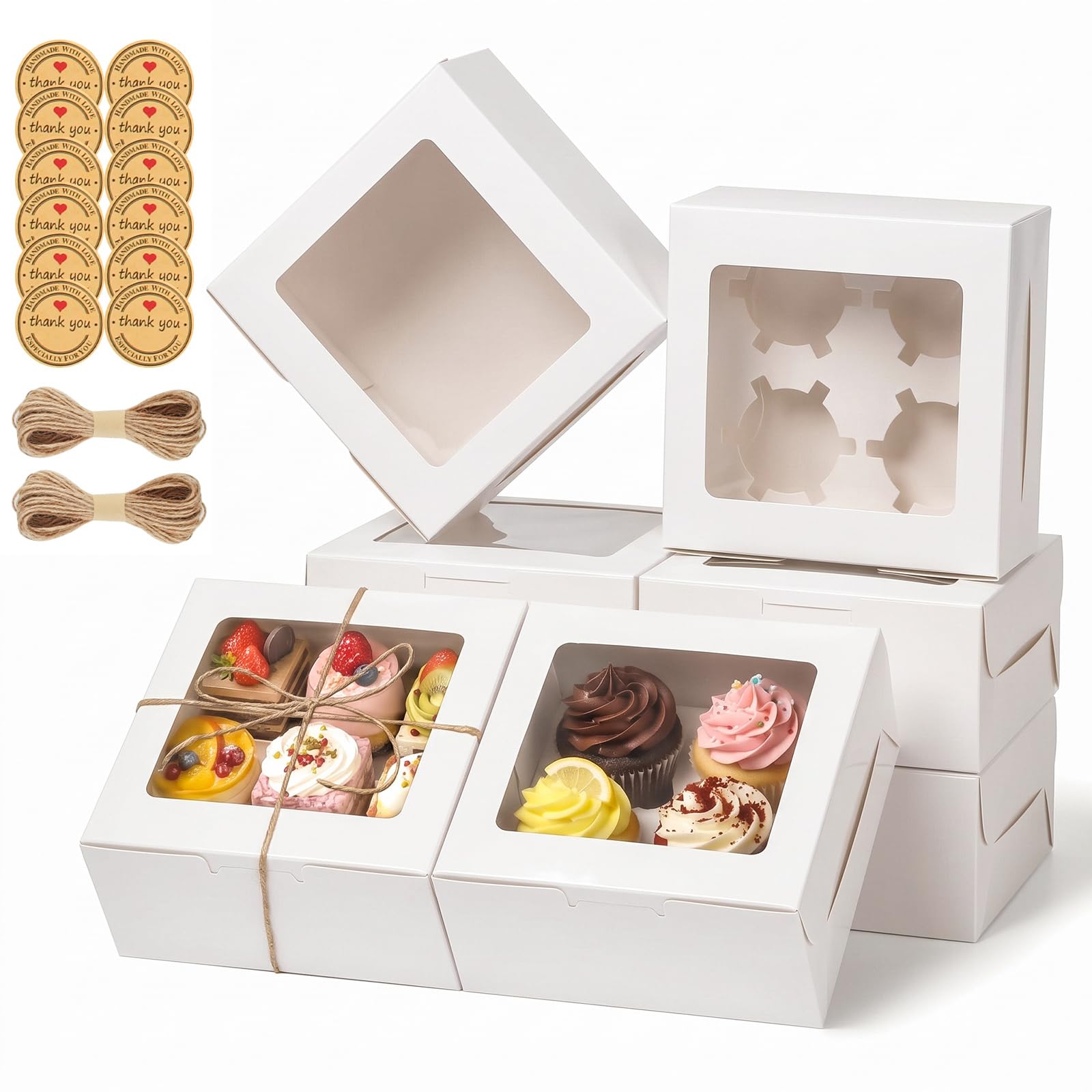 Cupcake Boxes with Window - Kraft Cookie Containers -1