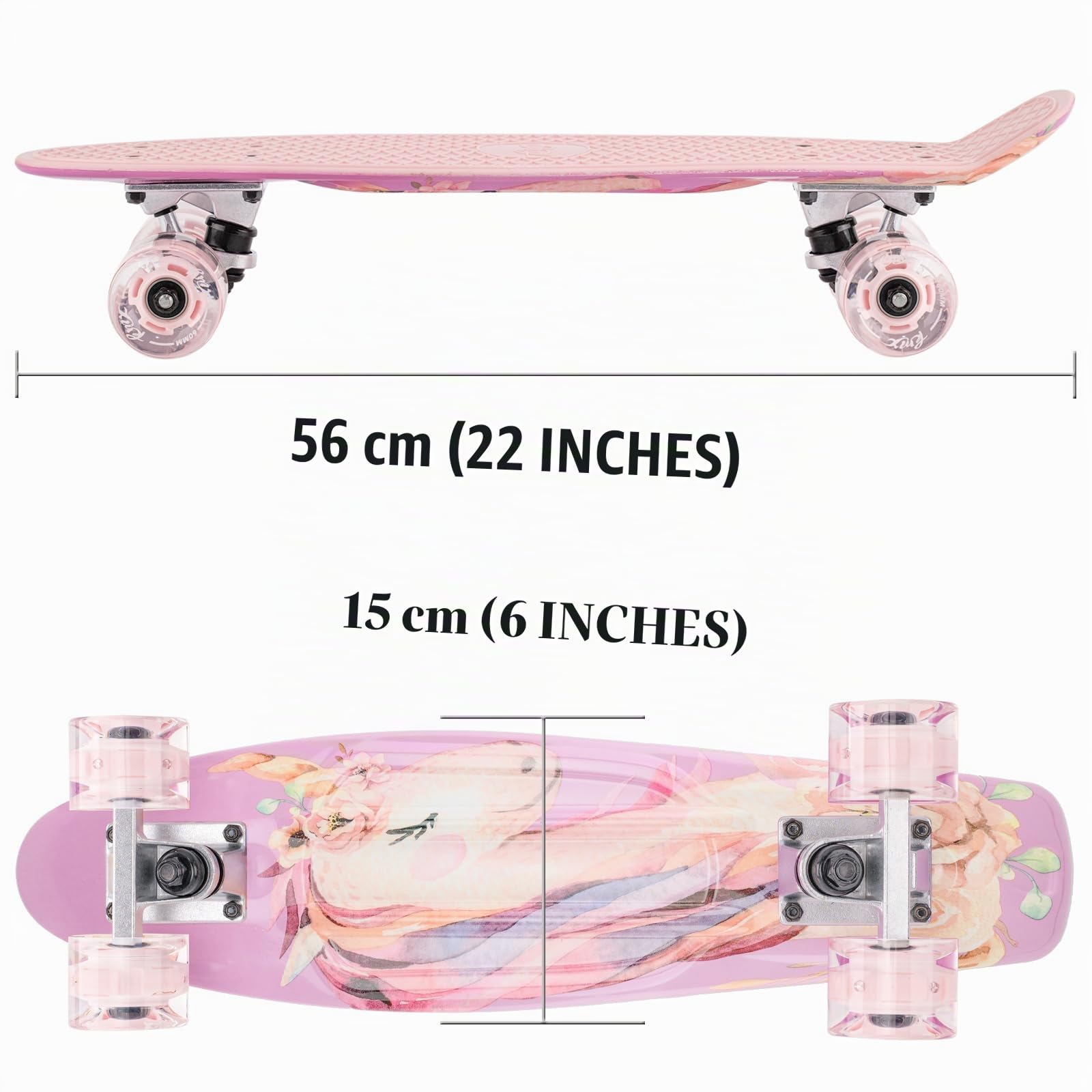 KMX Skateboard Mini Cruiser 22 Pouces pour Enfants,Adultes | Format Compact pour Garçons,Filles,Enfants,Étudiants,Adultes.Roulements Lisse,Roues PU,Trucks Aluminium