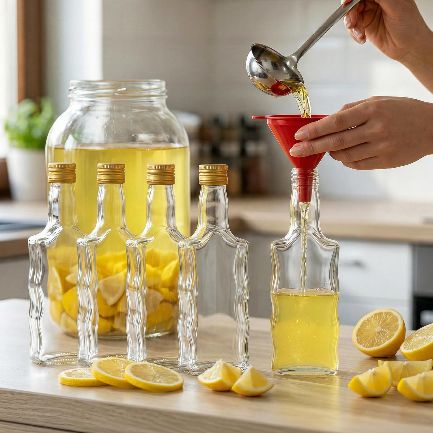 Fala - Set di 50 bottiglie da 200 ml, vuote, da riempire, in vetro a forma ondulata, aspetto elegante e moderno, bottiglie di vetro di alta qualità, 200 ml, 50 pezzi