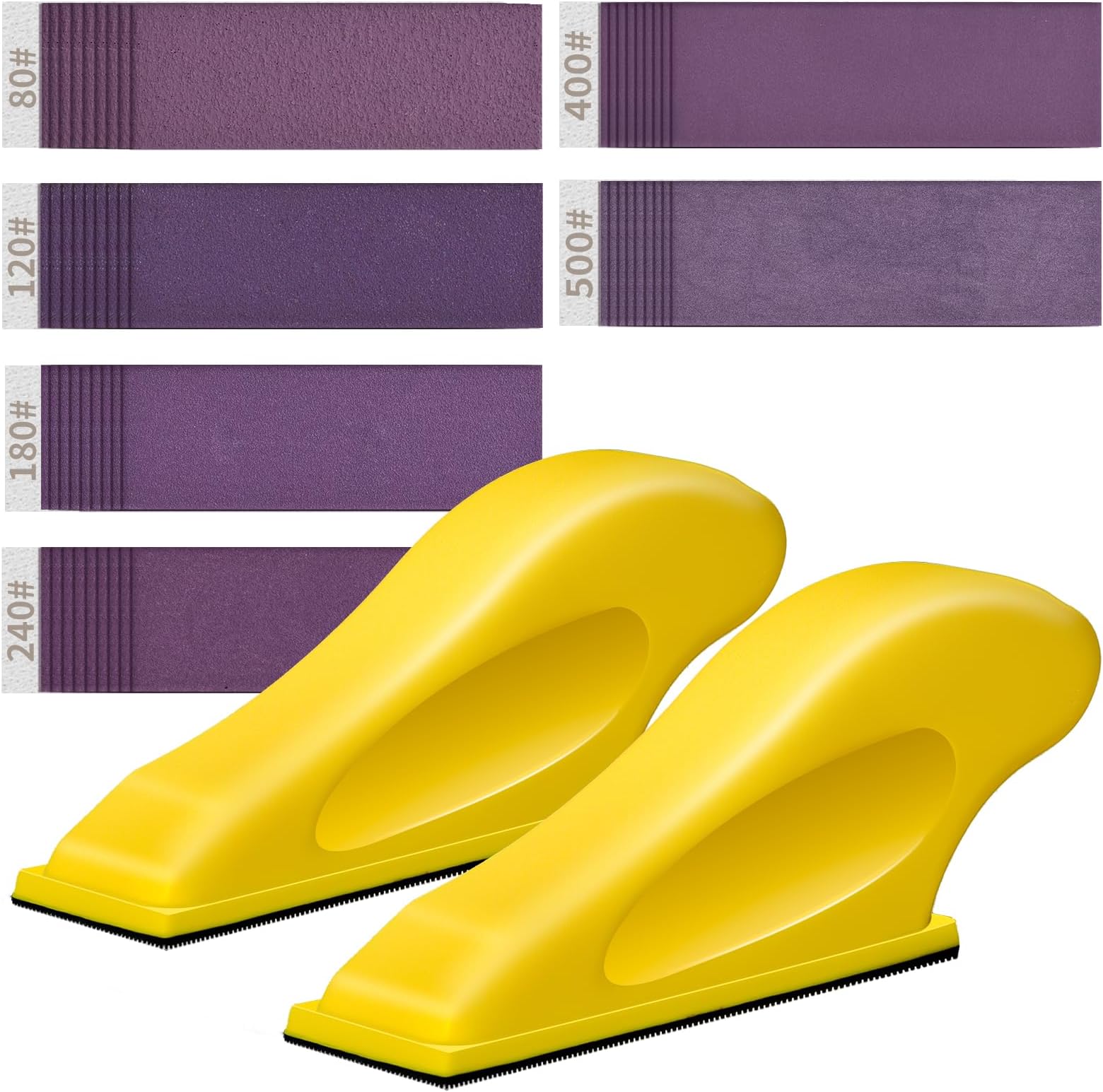 Finger Sander for Crafts, 2 Pack Mini Micro Gator Sander for Crafts with 60 Sheets 3.5 x 1 Inch Sandpaper 80 120 180 240 400 600 Grit Sanding for DIY Wood Finishing Tight Narrow Polishing