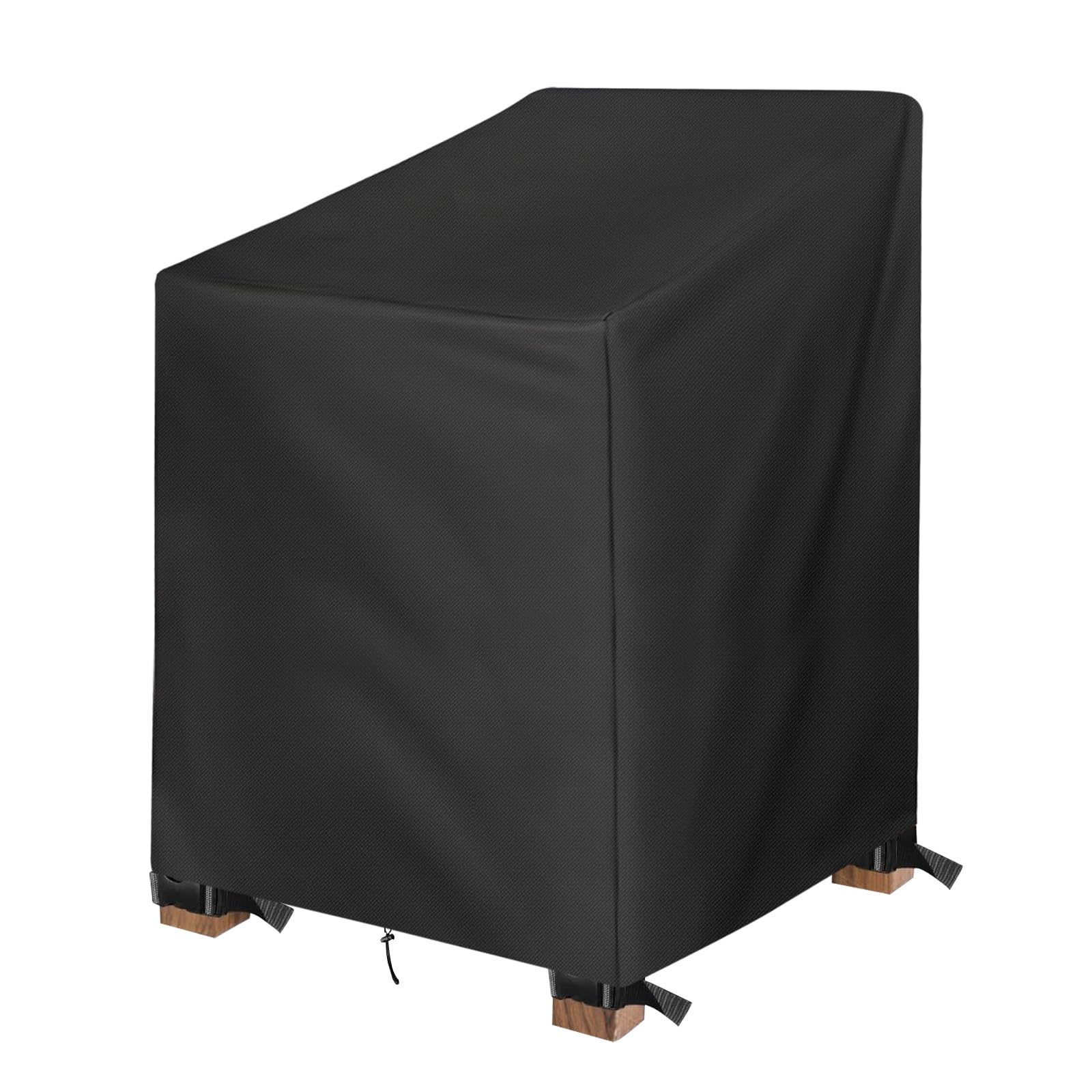 Copertura per sedia da giardino con ampio sorriso per patio impilabile impermeabile 420D tessuto Oxford copertura protettiva per sedie impilabili anti-UV 70 x 79 x 101/70 cm, nero