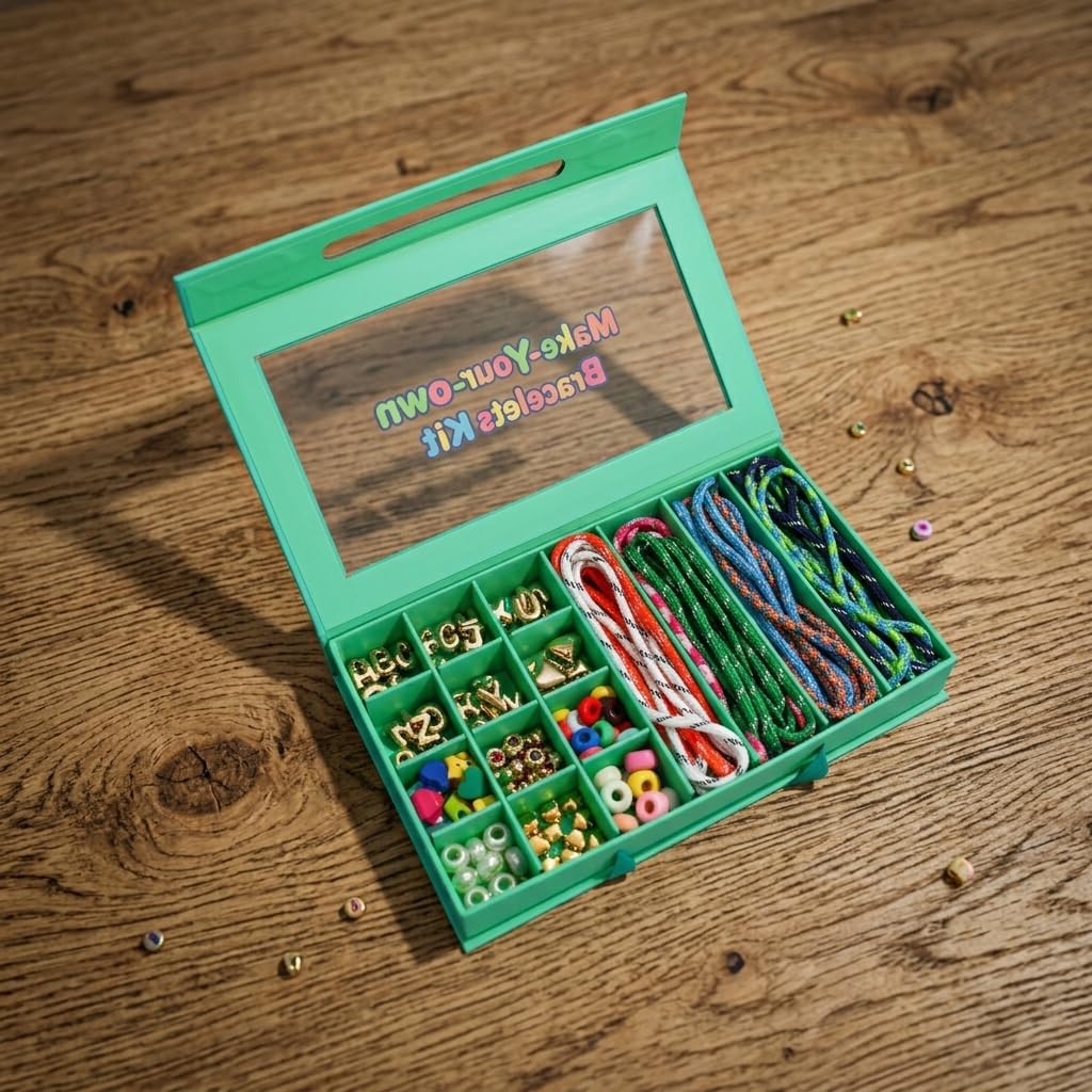 MYCUTEY Initial Bracelet Making Kit - DIY Friendship Bracelet Kit with Bubble Letter,Pony Beads,Woven Ropes & Charms,Custom Beaded Bracelets Making Supplies,Jewelry Making Kit,Personalized Craft Gifts