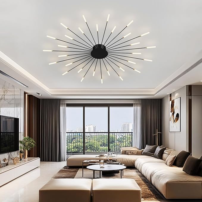 RRBEST LED Plafondlamp Woonkamer,Woonkamer Lamp Moderne Minimalistische Plafondlamp Goud Interieur Decoratieve Plafondverlichting Voor Woonkamer,Slaapkamer en Kantoor (30 Lampen,Zwart) photo 3