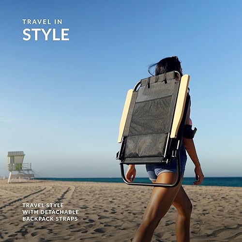 Miniatura 6 de Water Buffalo Bondi - Silla de playa tipo mochila para adultos con posiciones reclinables, portavasos y respaldo alto