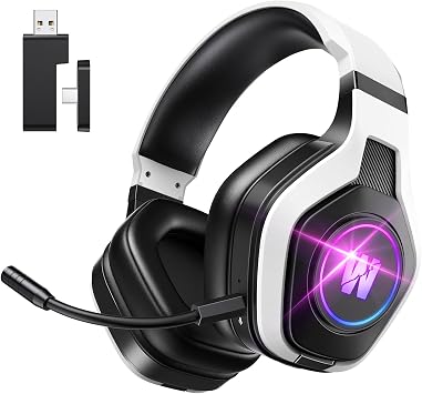 WolfLawS Wireless Gaming Headset for PS5, PC, PS4 | 2.4G/Bluetooth, Noise Canceling Microphone, USB and Type-C Connector, 7.1 Surround Sound, RGB Lighting, 60H Battery