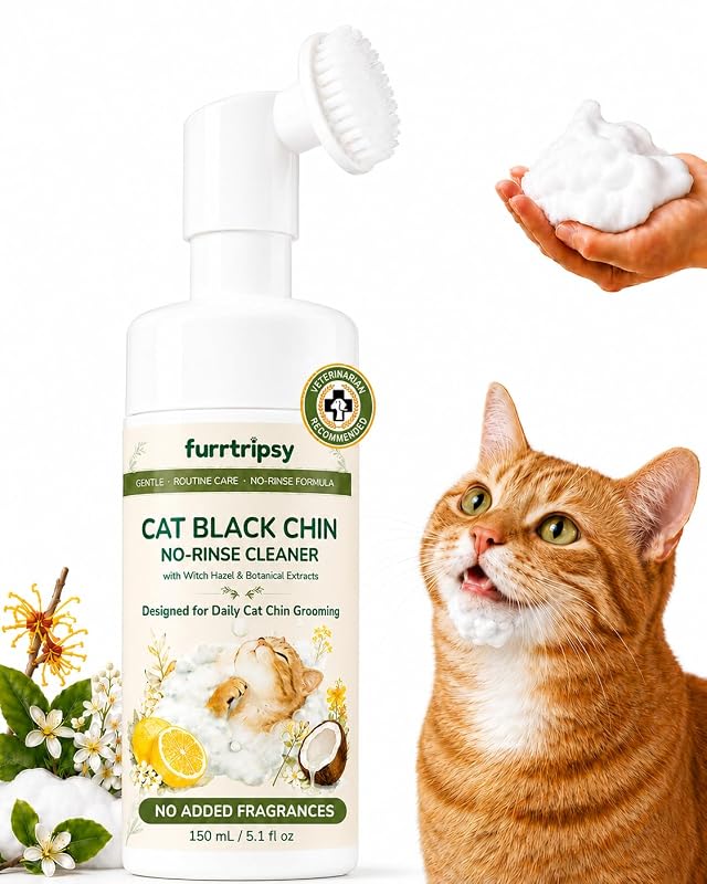Shampoo em Espuma para Limpeza do Queixo de Gatos Furrtripsy com Escova de Silicone, 150 mL