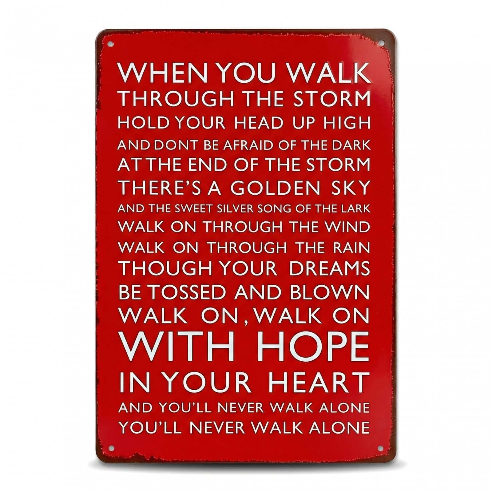 Hontaog Liverpool Football Club Chant, Wall Art Collection You'll Never Walk Alone Metal Tin Sign, Liverpool FC Gifts for Men Boys, Bar Vintage Signs, LFC Hanging Retro Decor Wall Posters Stickers