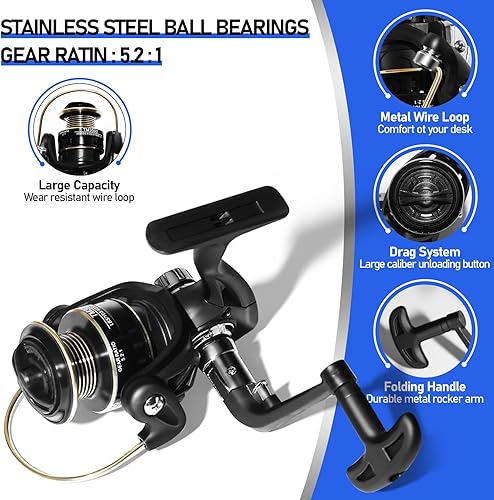 Miniatura 3 de Telescopic Fishing Rod and Reel Combo Kit, 2PACK 6.9FT Carbon Fiber Collapsible Rods, Spinning Reels, Lures and Carrier Bag, Saltwater & Freshwater